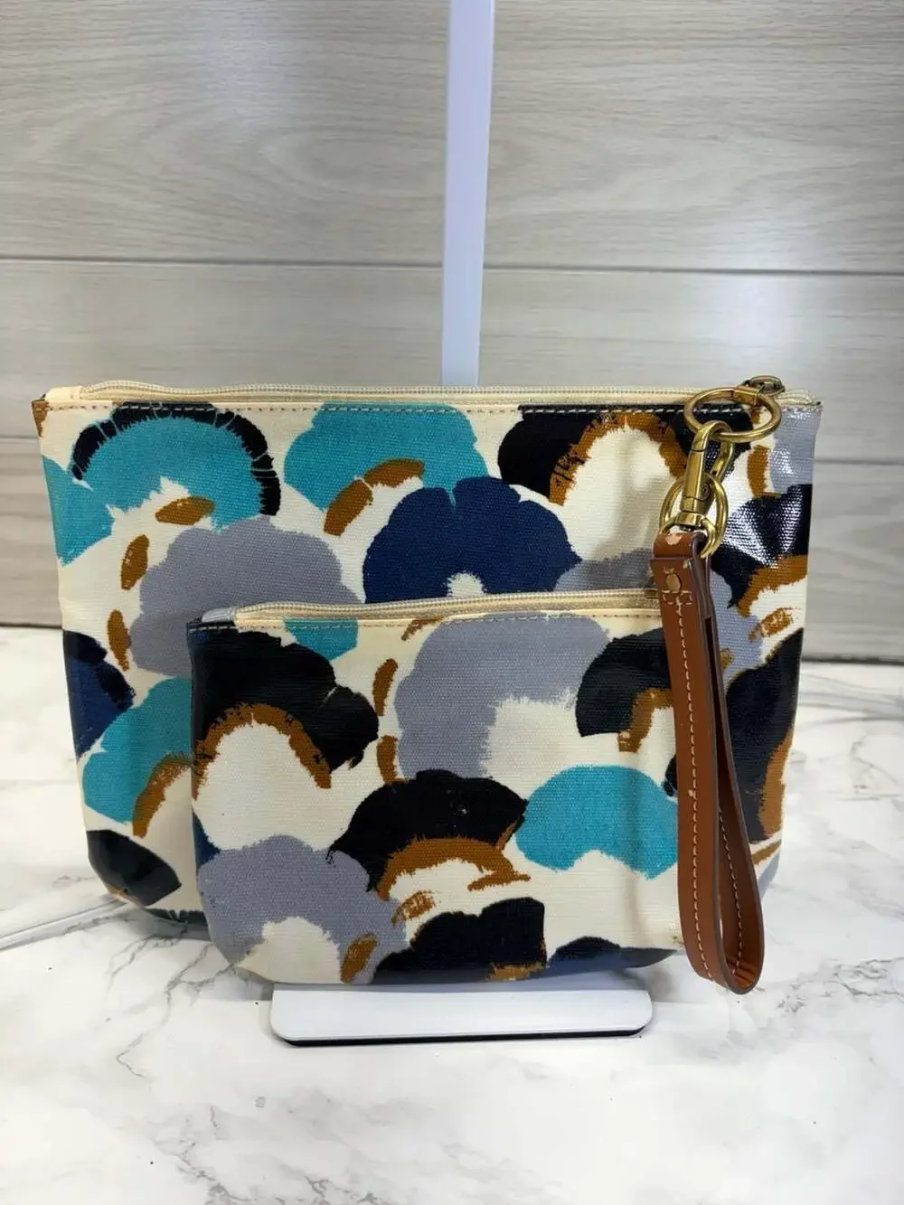 Fossil Floral Print Coated Canvas Wristlet Pouch Set